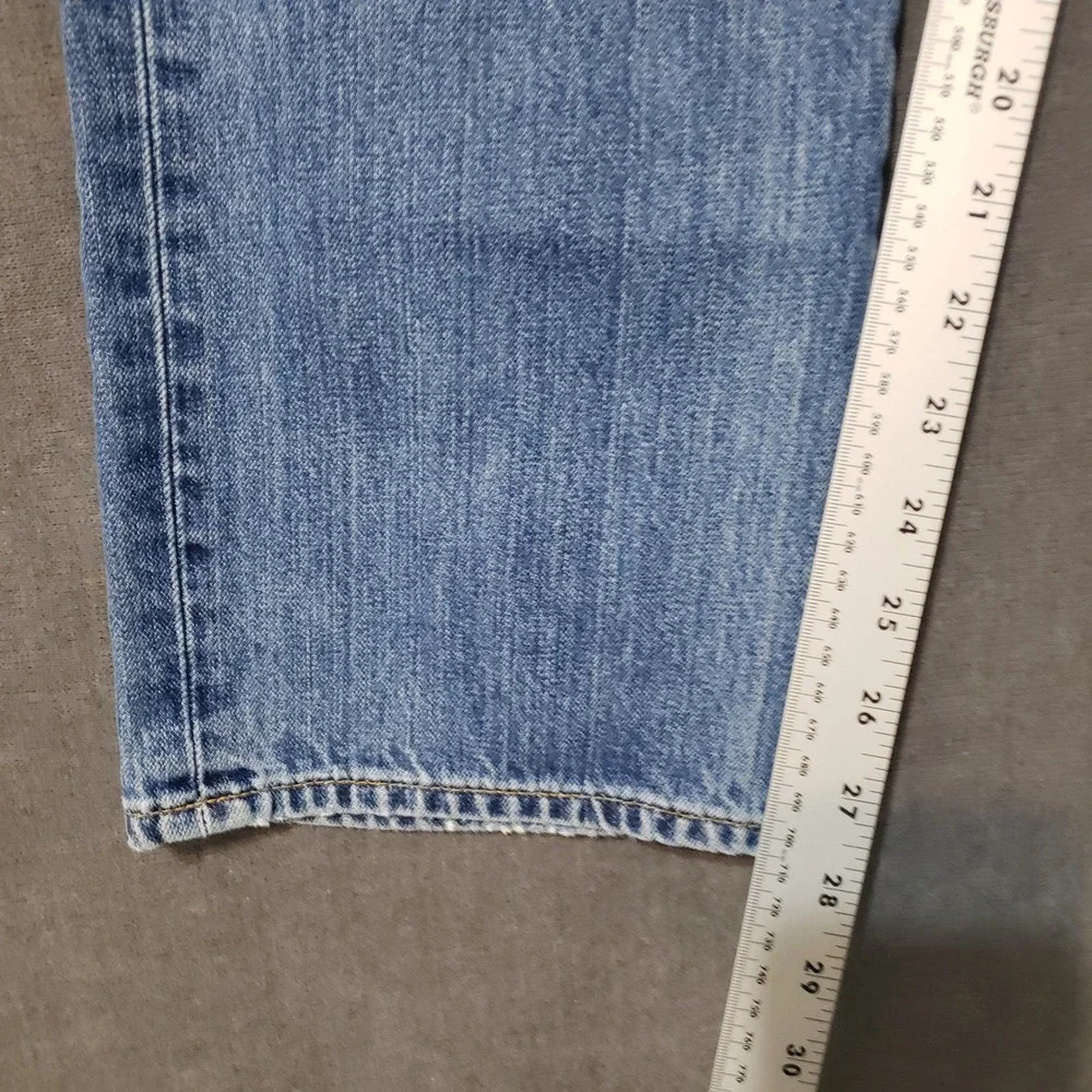 Gap 1969 Slim Jeans Mens 38x30 Blue Medium‎ Wash Cotton Denim Distressed Hem